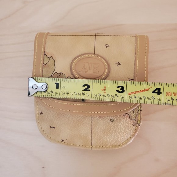 Allen Edward AE Leather Wallet Tan with Map Print small size Pre-Owned - Picture 10 of 10